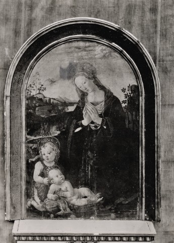 Anonimo — Agnolo di Domenico di Donnino - sec. XV/ XVI - Madonna in adorazione del Bambino con san Giovannino — insieme